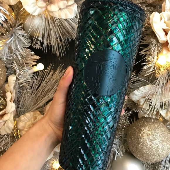 ✨NEW🎄Starbucks Holiday 2021 Emerald Green Jeweled Cold Cup Tumbler💚 - Picture 1 of 9